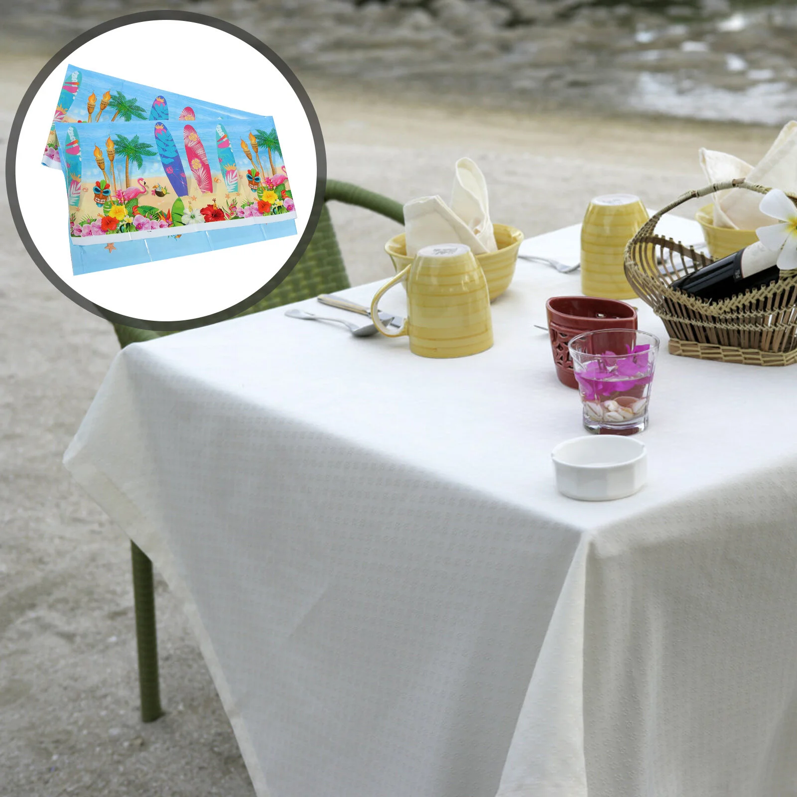 

Camping Bench Cover Picnic Table Cloth Dinning Decor Wear-resistant Tablecloth Hawaiian Covers Beach Set