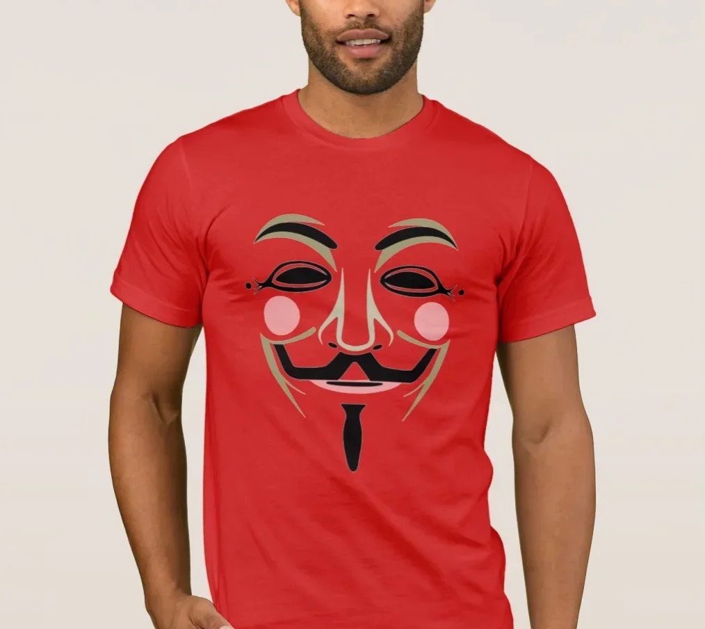 Забавная футболка с маской Anonymous Vendetta 100% хлопок летняя повседневная мужская