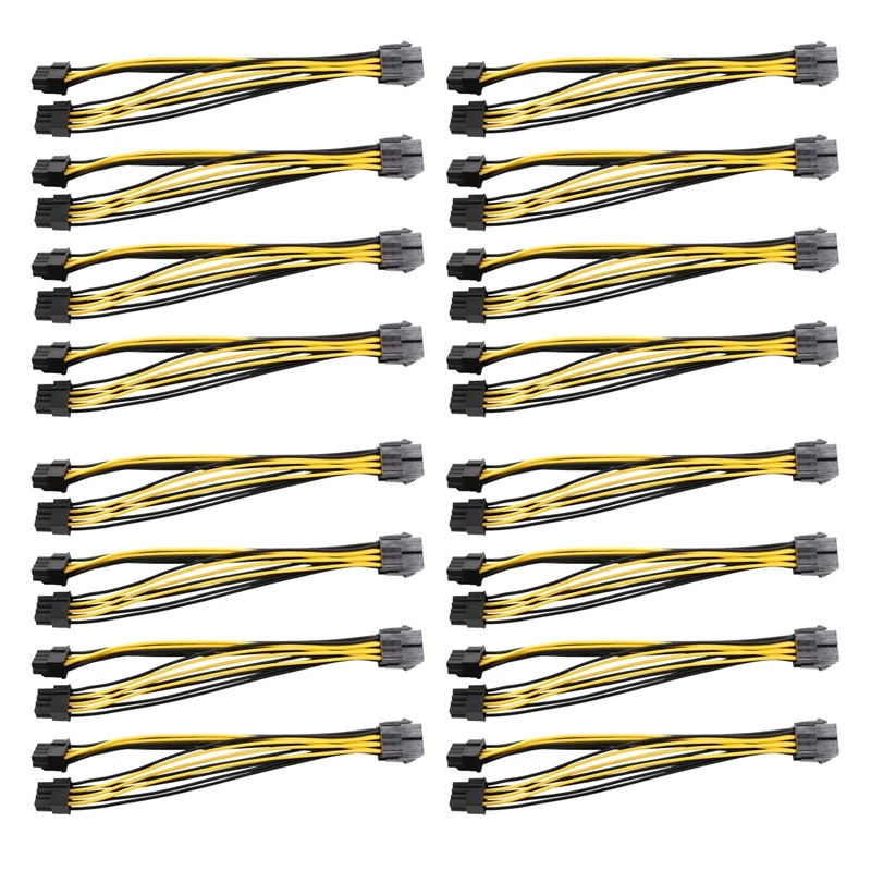 

20-Pack PCI-E 8Pin To 2X 8 Pin (6+2) Power Splitter Cable For PCIE PCI Express Image Card Y - Splitter Extension Cable
