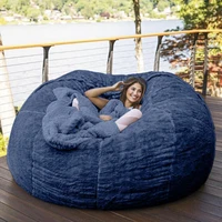 dropshipping giant fur bean bag cover big round soft fluffy faux fur beanbag lazy sofa bed cover living room furniture