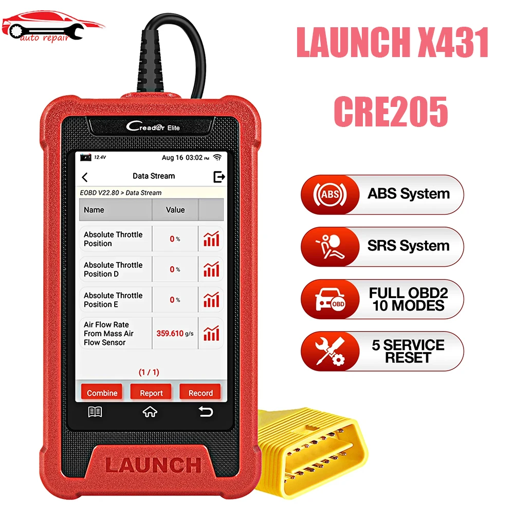 

LAUNCH X431 Creader Elite CRE205 OBD2 сканер двигателя ABS SRS автомобильный диагностический инструмент масло TPMS DPF 5 сброс кода обслуживания