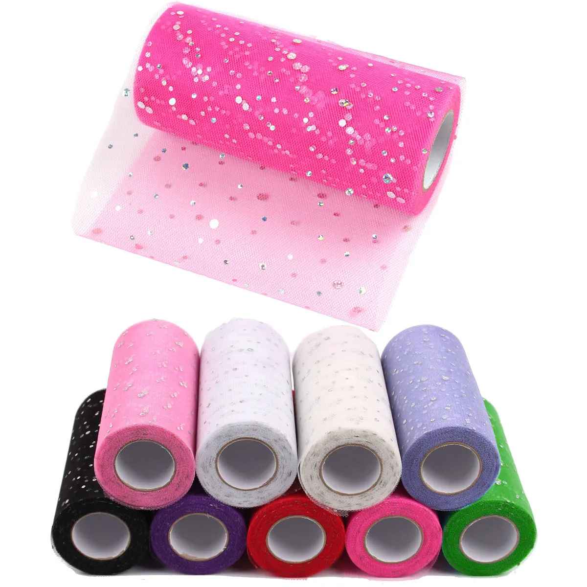 Блестящая круглая органза с блестками, 15 см