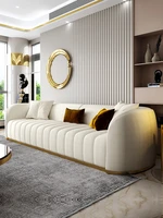 light luxury postmodern simple model room villa leather sofa head leather three person living room designer furniture