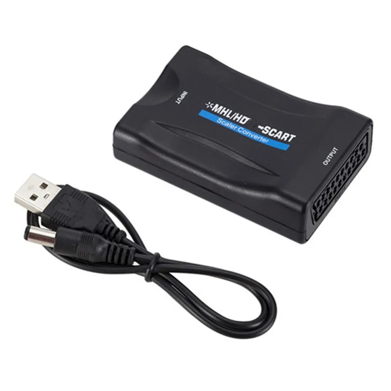 

1080P SCART HDMI-compatible Video Audio Converter with USB Cable for HDTV Sky Box DVD Television Signal Upscale Converter