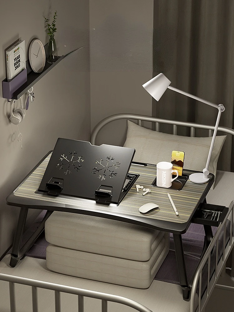 

Small Table Plate Folding Bed Dormitory Upper Spread Computer Adjustable Notebook Lazy Table Convenient Office Furniture Desks