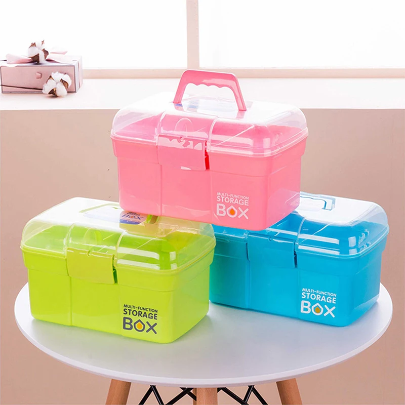 

New Hand-held Desktop Storage Box Plastic Scissors Makeup Organizer Jewelry Nail Polish Pen Container Manicure Tool Case