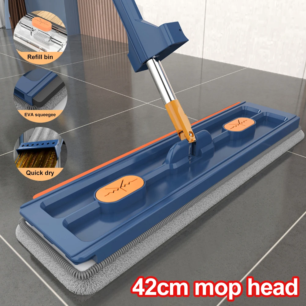 

Floor Clean Flat Large Mop Hand Free Squeeze Cleaning Floor Mop With Squeegee 360 Degree Swivel Lazy Mop Household Cleaning Tool