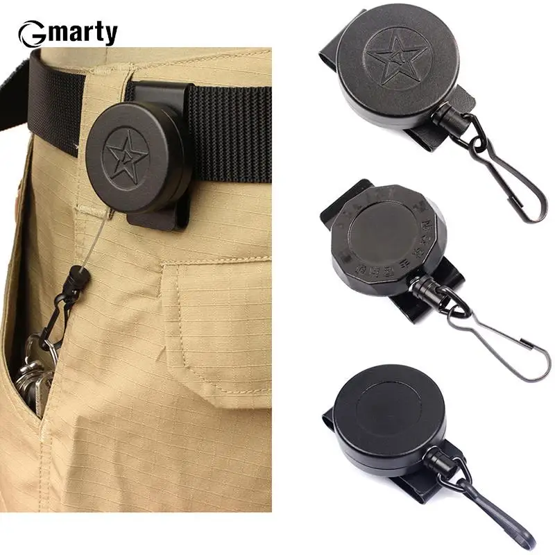 

90CM Steel Wire Rope High Resilience Retractable Key Chain Anti Lost Easy To Pull Buckle Military Gun Rope Keychain Keyring H47