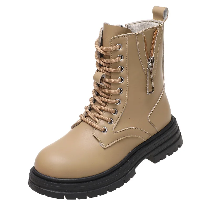 2023 Martin Boots Fashion Lacing Side Zipper Boots Woman Casual Autumn Winter Keep Warm Female Ankle Boots Thick Bottom Boots