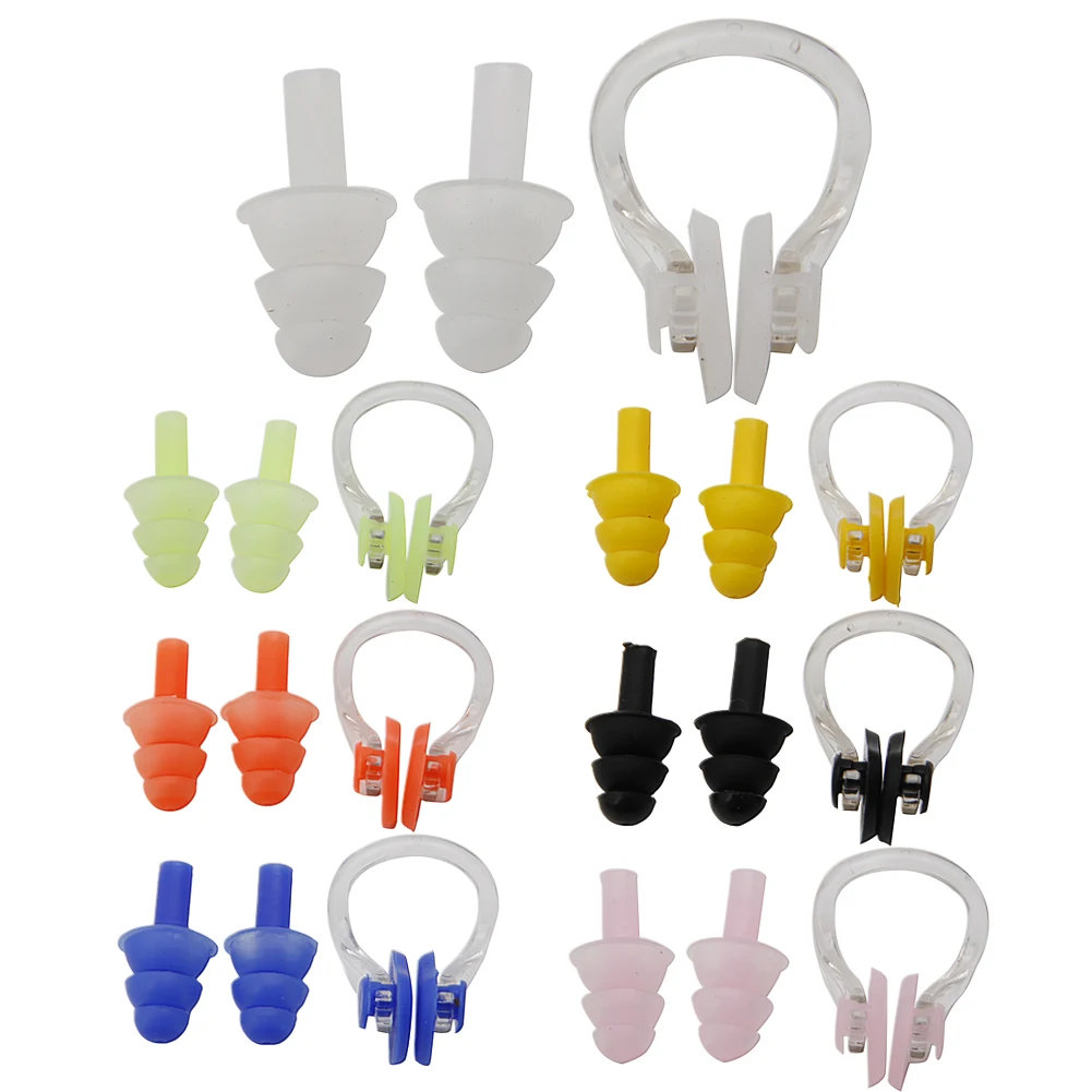 

Swimming Nose Clip Ear Plug Set Environmental Soft Silicone NoseClip & EarPlugs for Kids Adults Beginner Swimming