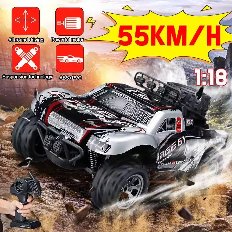 Enlarge NEW 1:18 Wireless Remote Control Speed Truck 55km/H Drift RC Off Road Racing Cars Desert Truck Toy Gift Xmas Gifts for Children