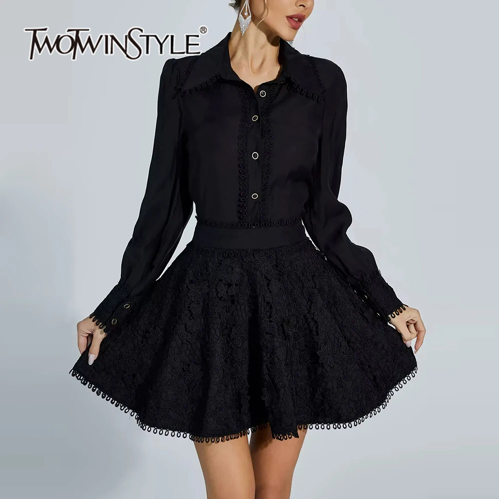 Женский комплект из двух предметов TWOTWINSTYLE свободный однотонный топ с отложным