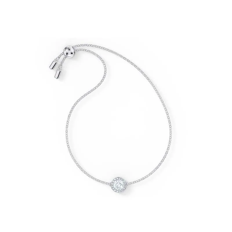 

Brand 1:1 Elegant Temperament Diamond Round Crystal Adjustable Silver Sliding Bracelet Luxury and Exquisite Lady Silver Jewelry