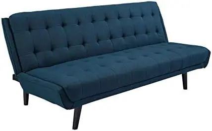 

Mid-Century Modern Upholstered Fabric Convertible Futon Sofa Bed Couch In Azure