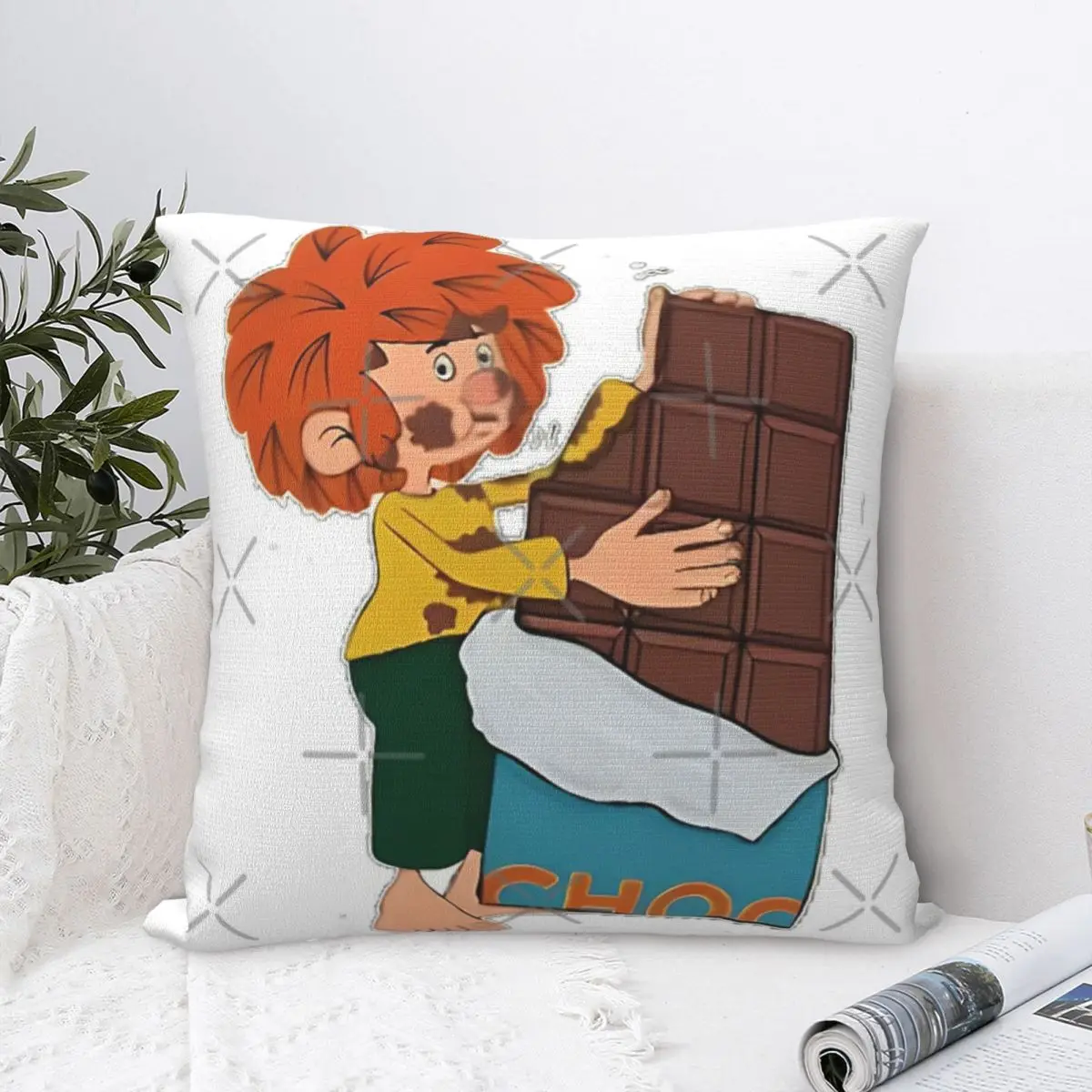 Pumuckl Isst Sch Fisk Наволочка Kawaii Белый