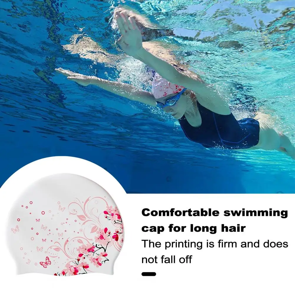 

Silicon Waterproof Swimming Beanie Hat for Women Men Non-slip Design Ear Protection High Elasticity Gradient Color Swim for Dry