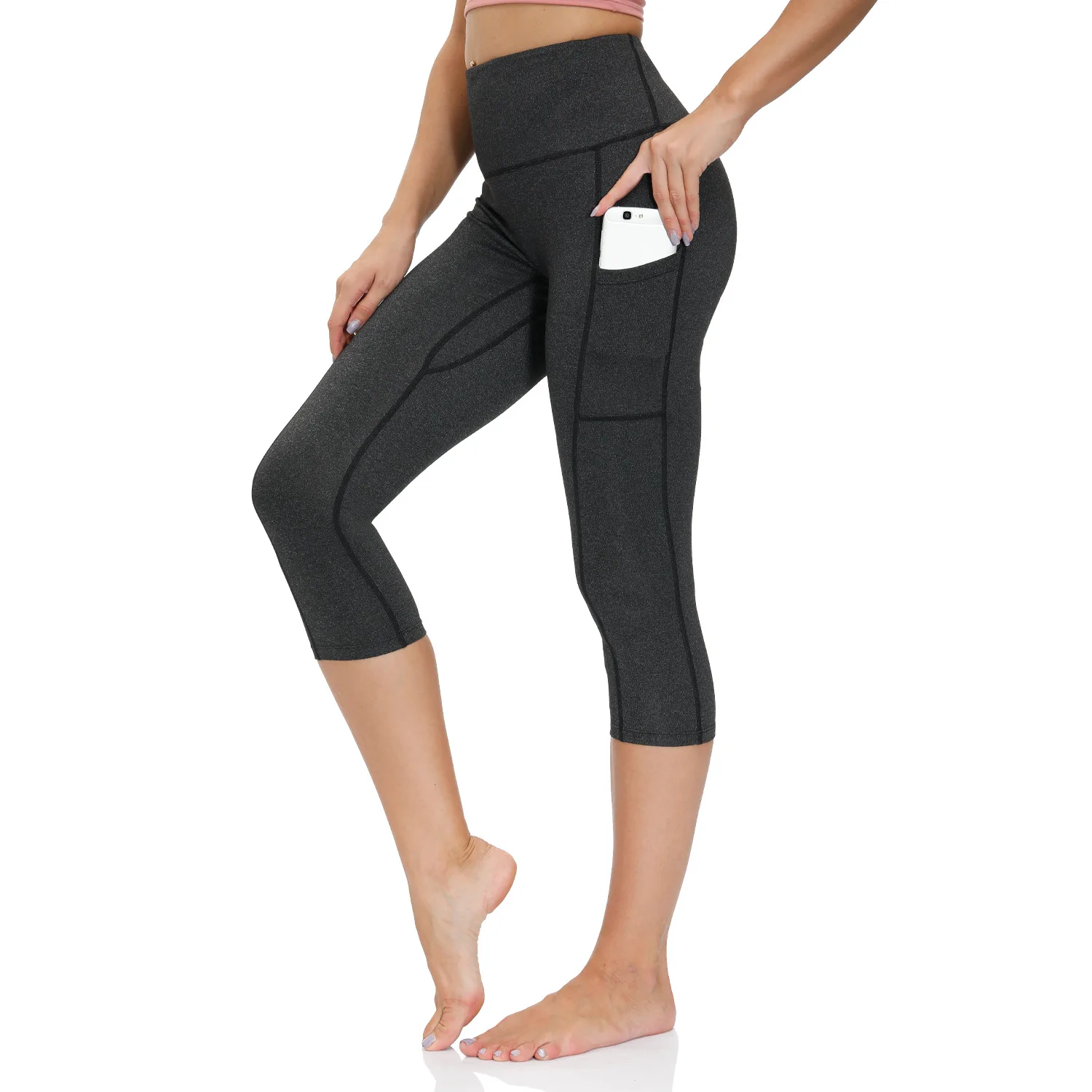 

Seamless Women Cropped Pants Sports Pants Push Up Women's Fitness Leggings High Waist Stretch Leggings Running Workout Clothes