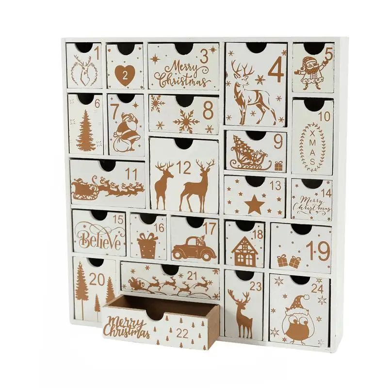 

Advent Calendar Christmas Ornaments Wooden Table Decor Count Down To Christmas 24 Days Christmas Advent DIY Candy Gift Box For