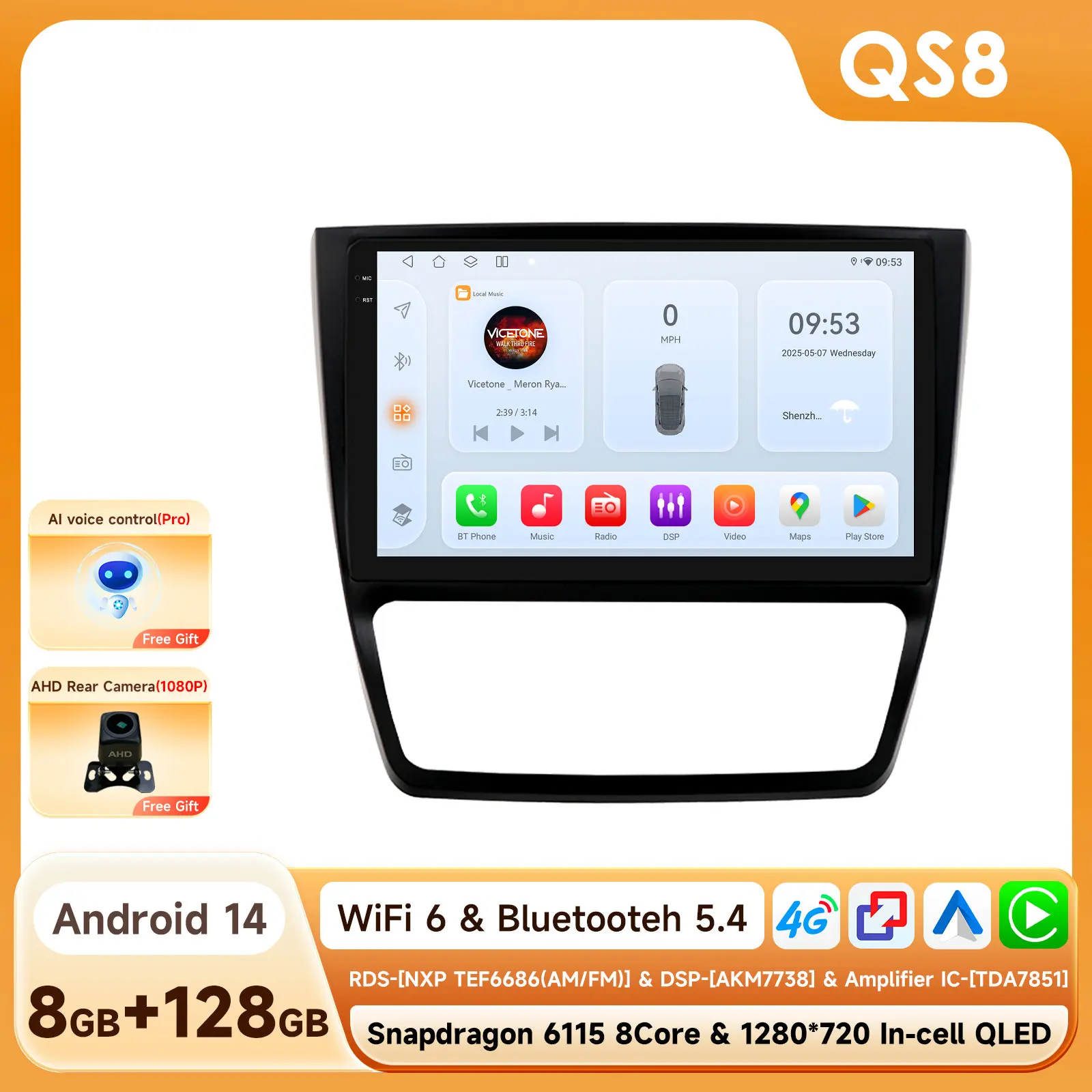 

Автомобильный радиоприемник 2Din Android 12 для SKODA Yeti 5L 2009-2012 2013 2014 Мультимедийный видеоплеер 6115 8-ядерный GPS-стерео 4G WIFI Carplay