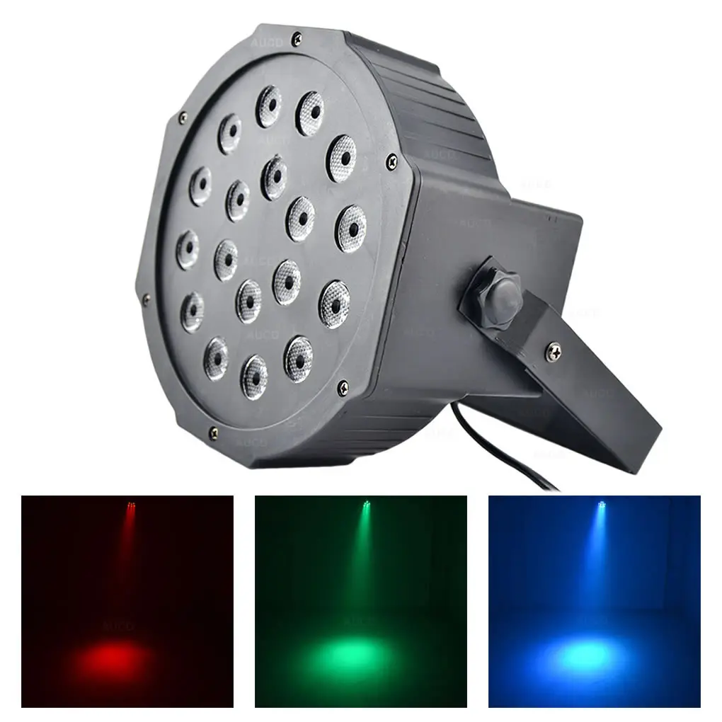 AUCD Mini 18W LEDs RGB Full Color PAR Lights Beam DMX Sound Disco Ball Projector Spotlight DJ Party Show Stage Strobe Lamp Par18