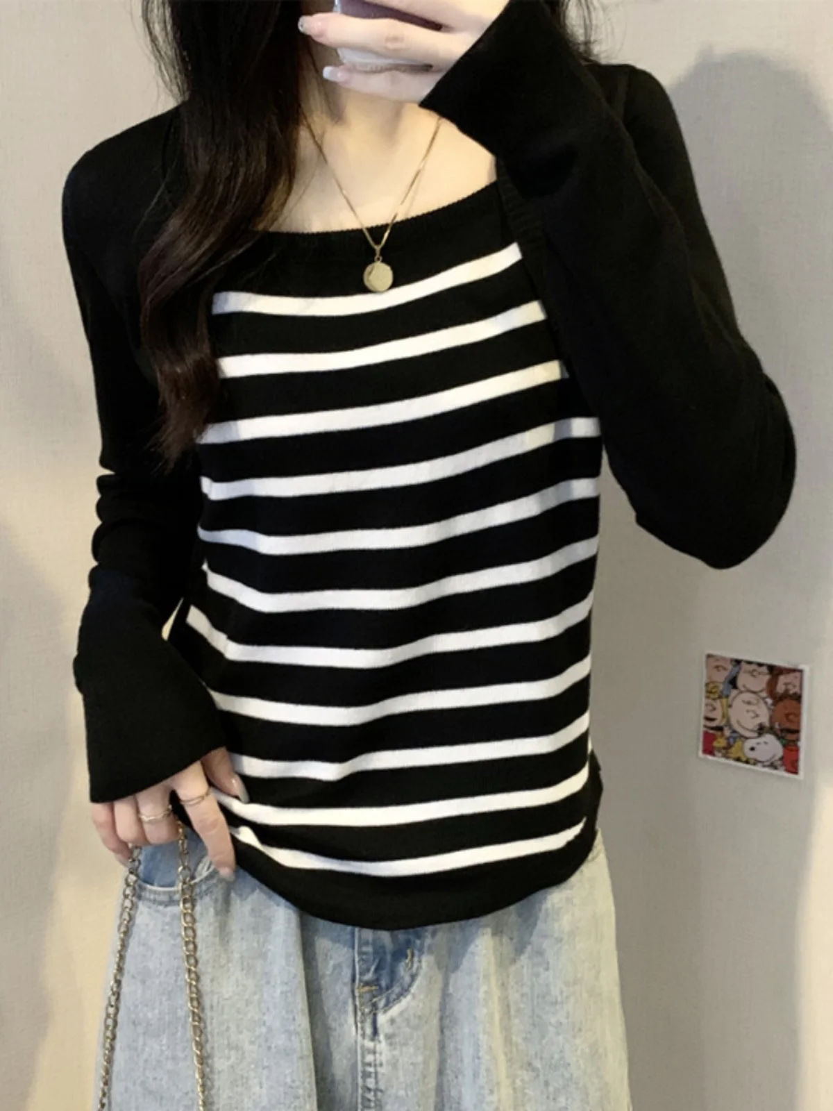 Плюс размер 2025 Новый искусственный трикотаж из двух частей с длинными рукавами