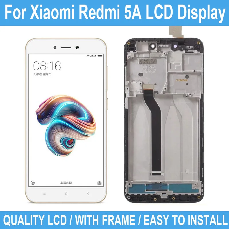 

ЖК-дисплей 5,0 дюйма для Xiaomi Redmi 5A, сенсорный экран с рамкой и дигитайзером в сборе, запасные части для Redmi 5A, новинка, 100% тестирование