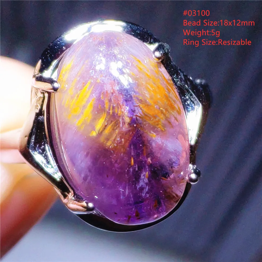 

Natural Cacoxenite Purple Rutilated Adjustable Ring Red Auralite 23 Ring Oval Fashion Rare Healing AAAAA