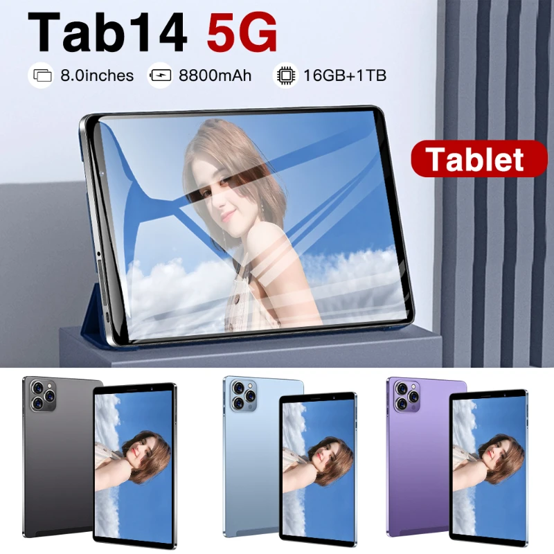 

Global TAB14 Android12 5GTablet 8 Inch16GB+1T 8800Mah 48+108MP with Keyboard Bluetooth Wi-Fi Phone Call GPS Google Play