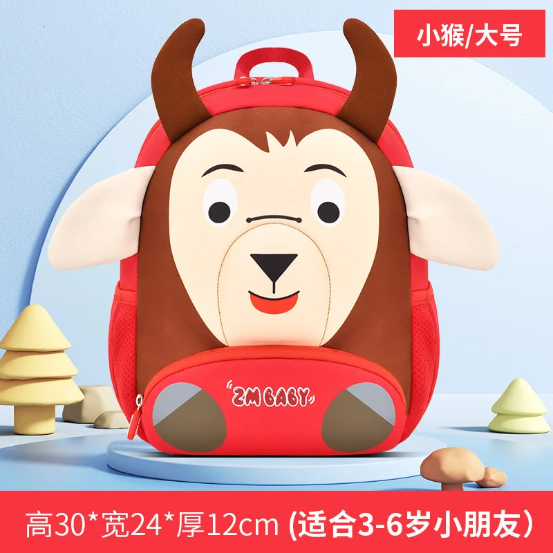 New Kindergarten Schoolbag Cartoon Bag Diving Material Small Bag Lightweight Mini Backpack Cute Animals Anti Loss Traction Rope