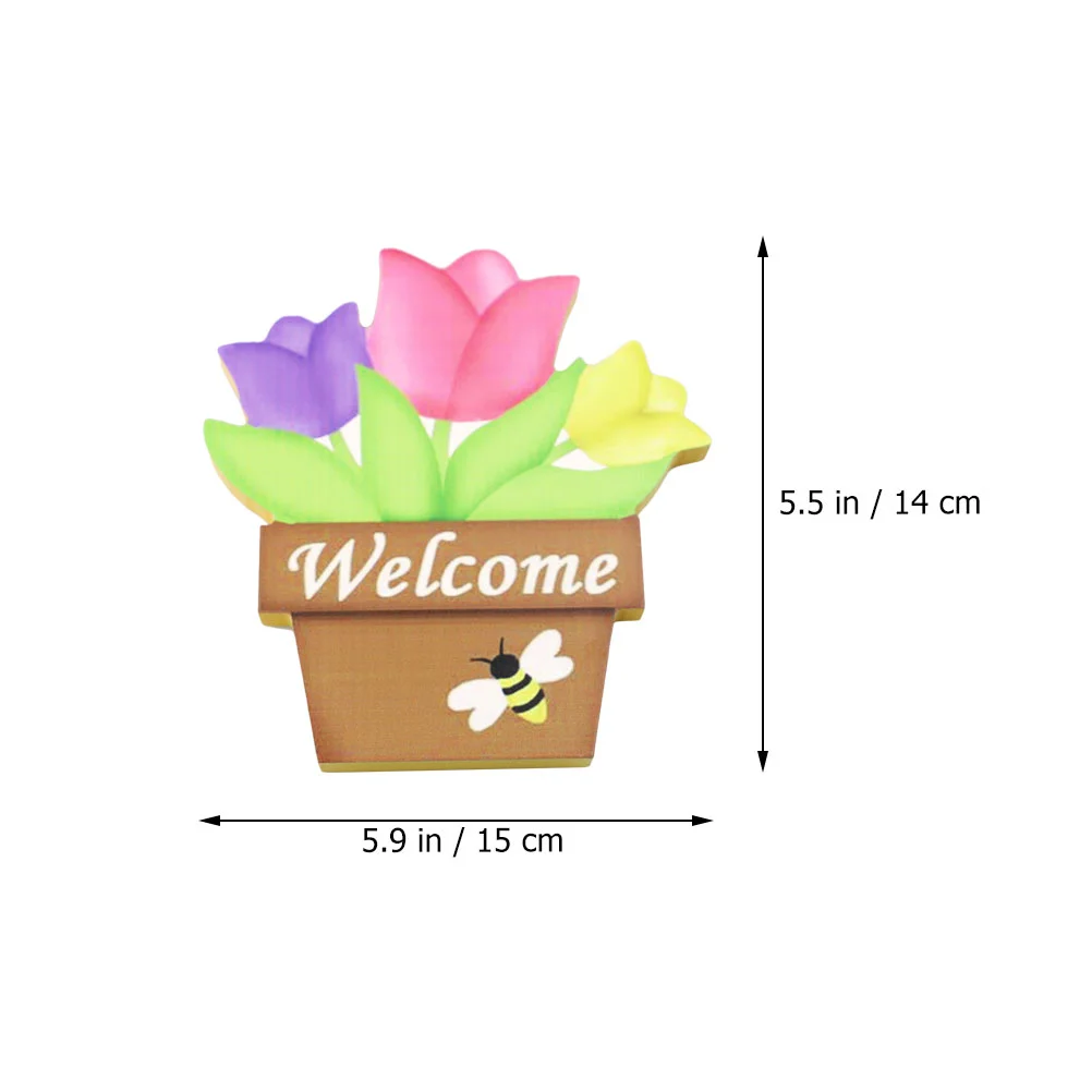 1pc Tulip Shaped Desktop Ornament Easter Wooden Tulips Flowers Craft Photo Prop |