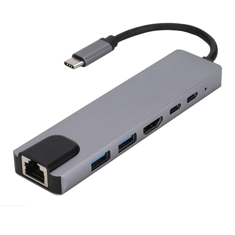Фото USB-C хаб MindPure 12-в-1 с док-станцией MST, двумя портами HDMI, 100W PD, RJ45, слотами для карт SD и TF №5