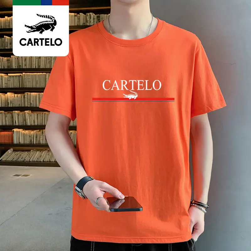 CARTELO  T-shirt Men's Printed Round Neck Short Sleeve All-match Tops & Tees