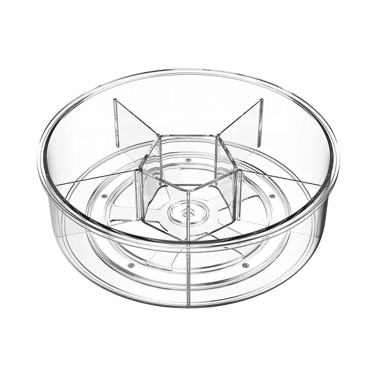 

Organizer, Clear Acrylic Lazy Turntable Organizer with Dividers,for Cabinet/Bathroom/Refrigerator/Kitchen