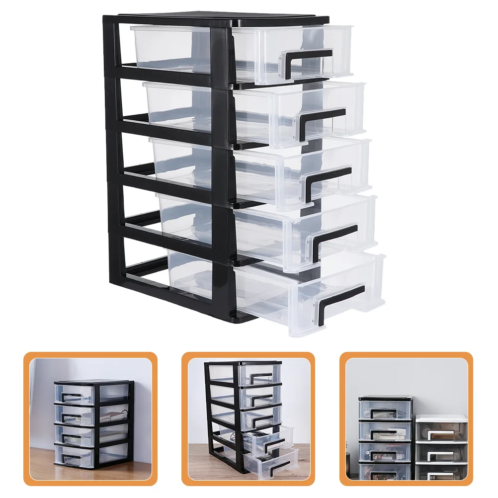 

Drawer Organizer Storagedesktop Cabinet Box Office Drawers Desk Makeup Type Supplies Cube Transparent Black5Drawercloset