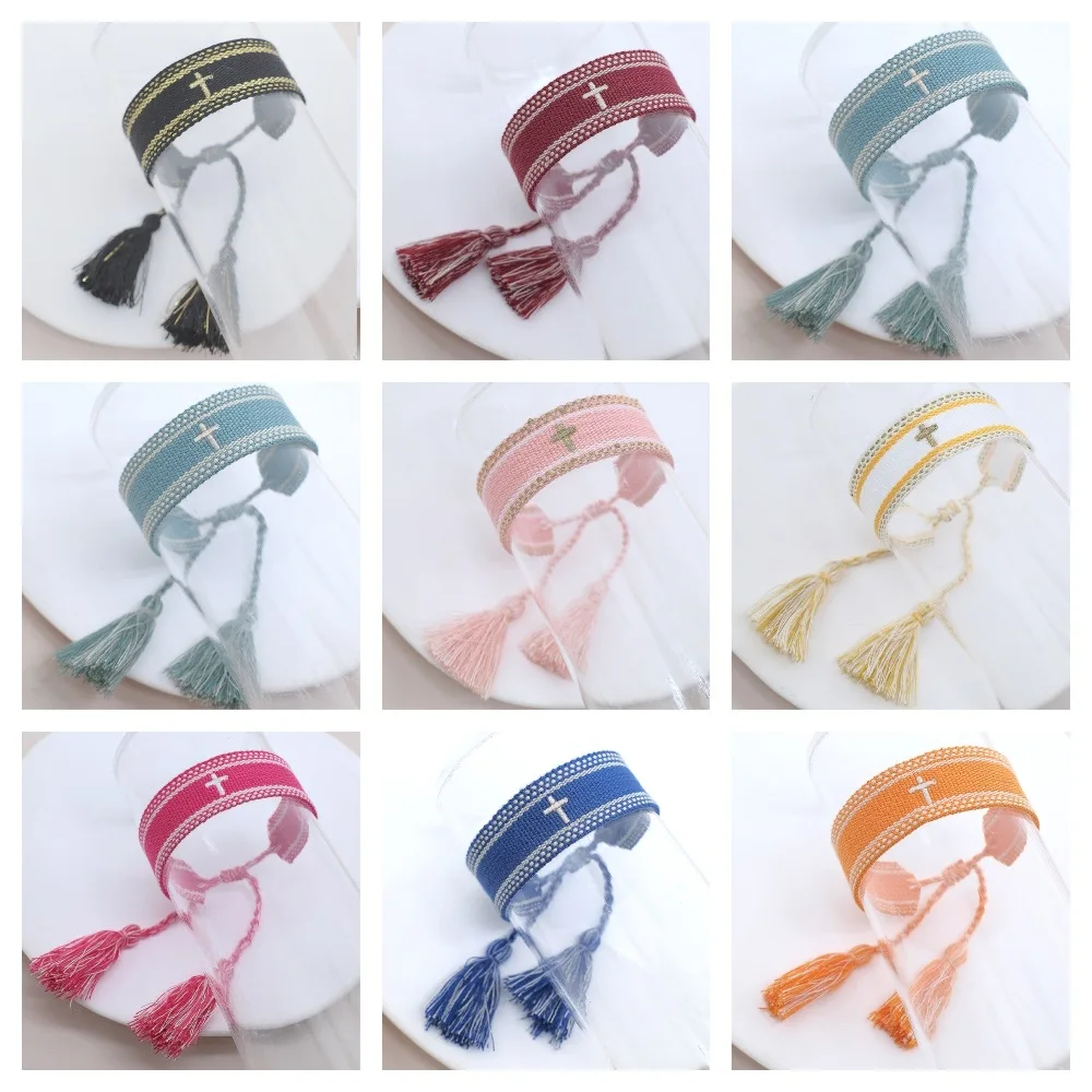 

Женский плетеный браслет ручной работы, с вышивкой