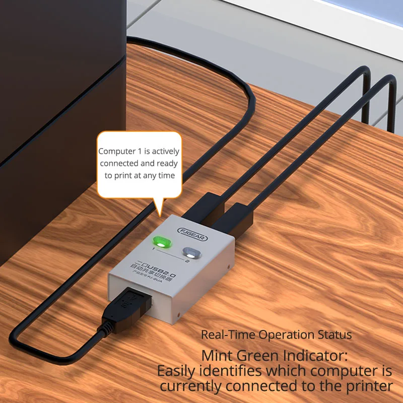 Фото 2-портовый переключатель USB2.0, автоматический переключатель принтера Sharer, выход 2 в 1, два компьютера общего назначения, устройство USB-принтера FJ-2UA №3