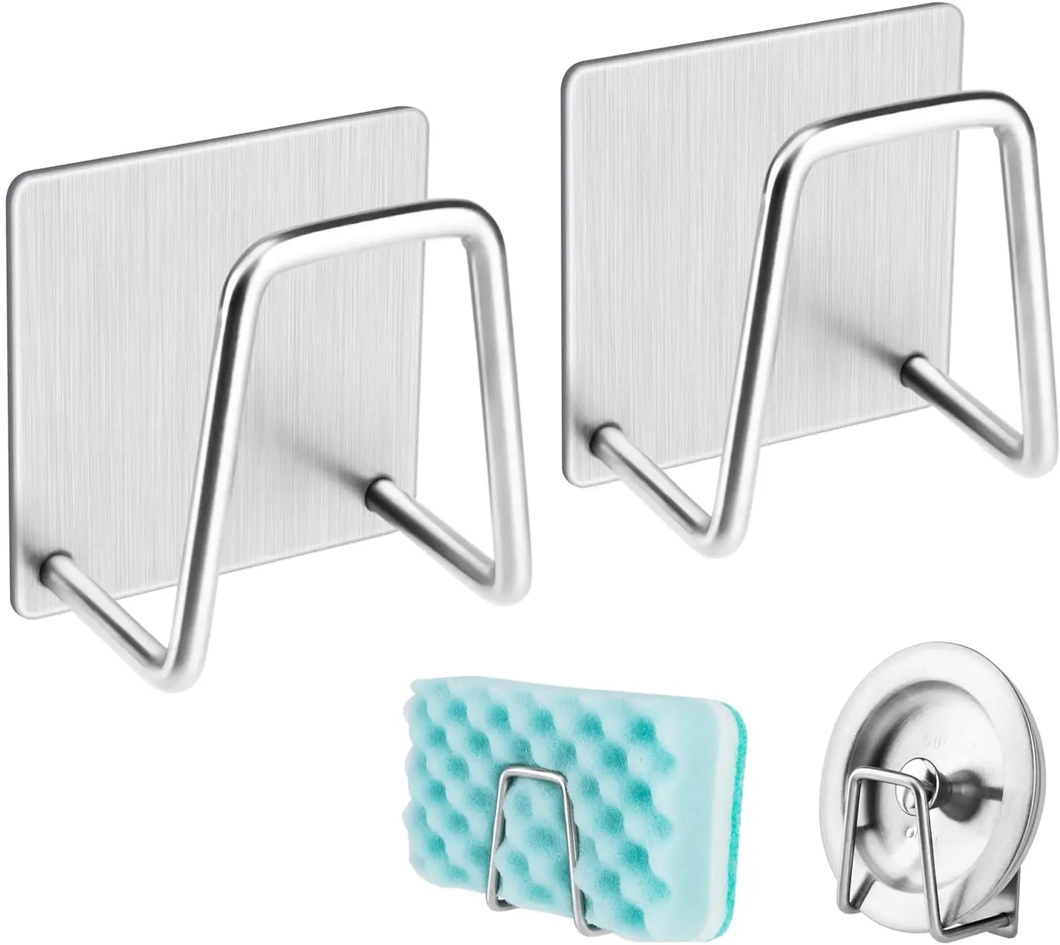 

Adhesive Sponge Holder Sink Caddy for Kitchen Accessories SUS304 Stainless Steel Rust Proof Waterproof Quick Drying (3 Pack)