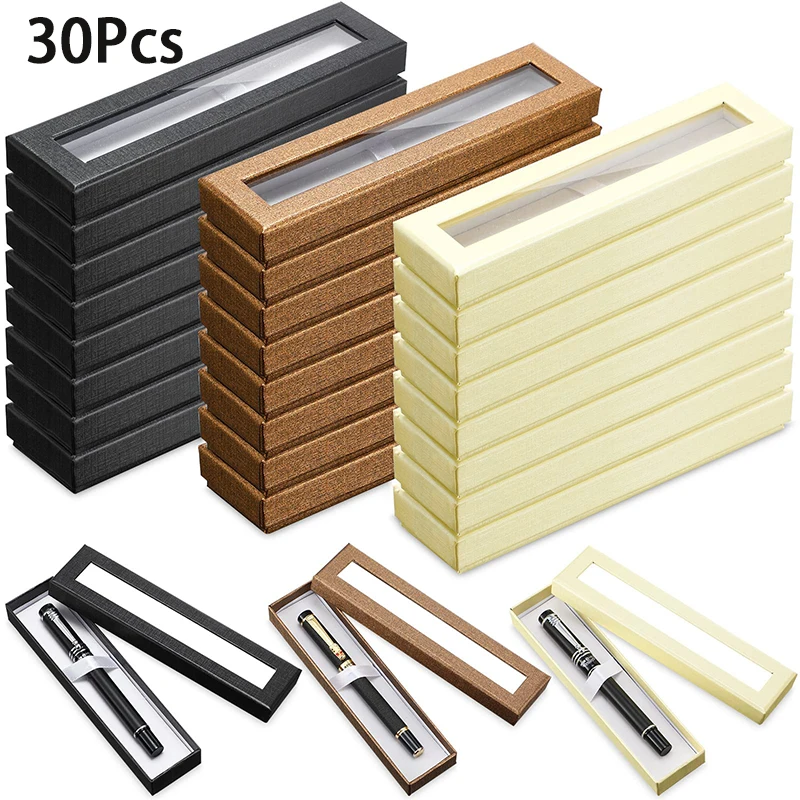 Es Gift Pen Cases Cardboard Case With Clear Window For Jewelry Pencil Ballpoint Fountain Pen Display Case
