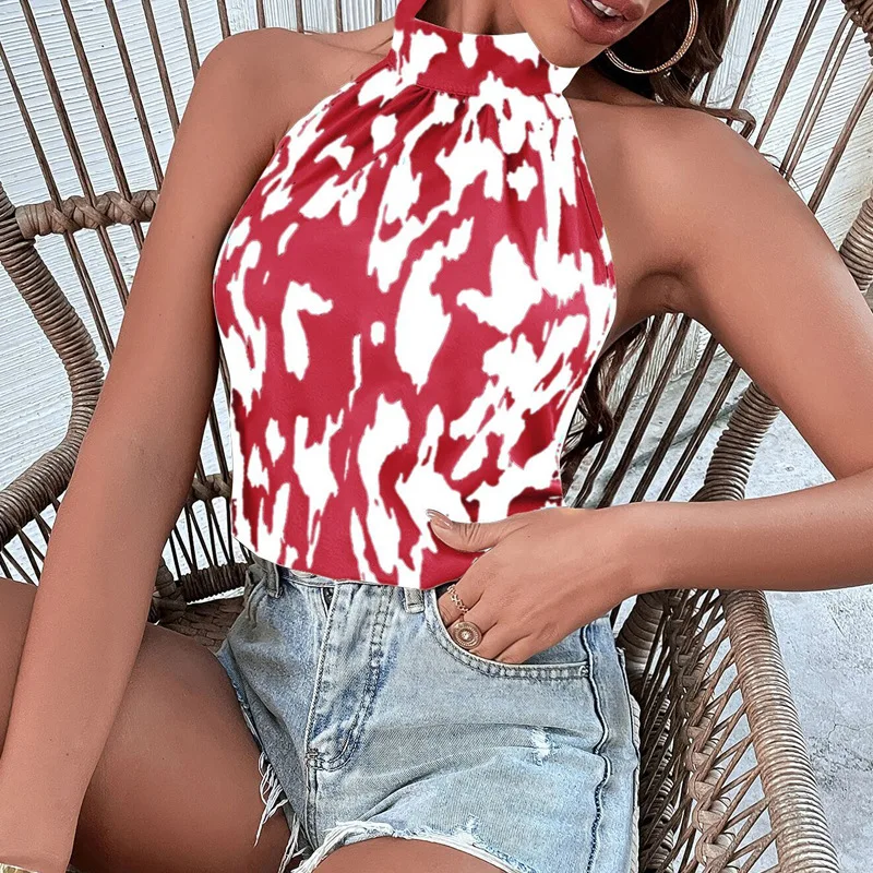 

Женский летний пикантный жилет с открытыми плечами, цельный топ с лямкой на шее, Прямая поставка, 2022