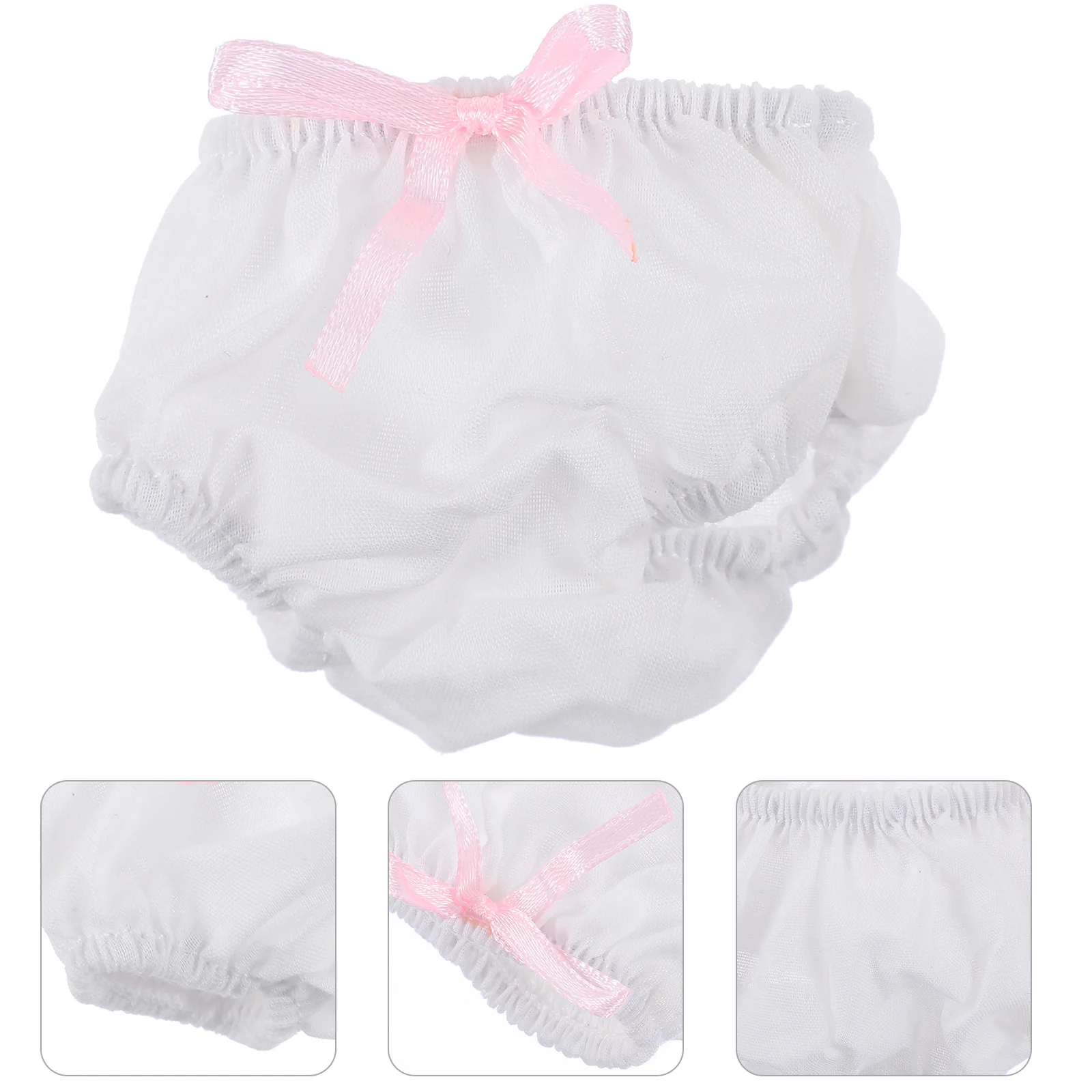 

2 Pcs Mini Dolls Accessories Diapers Underpants White Baby