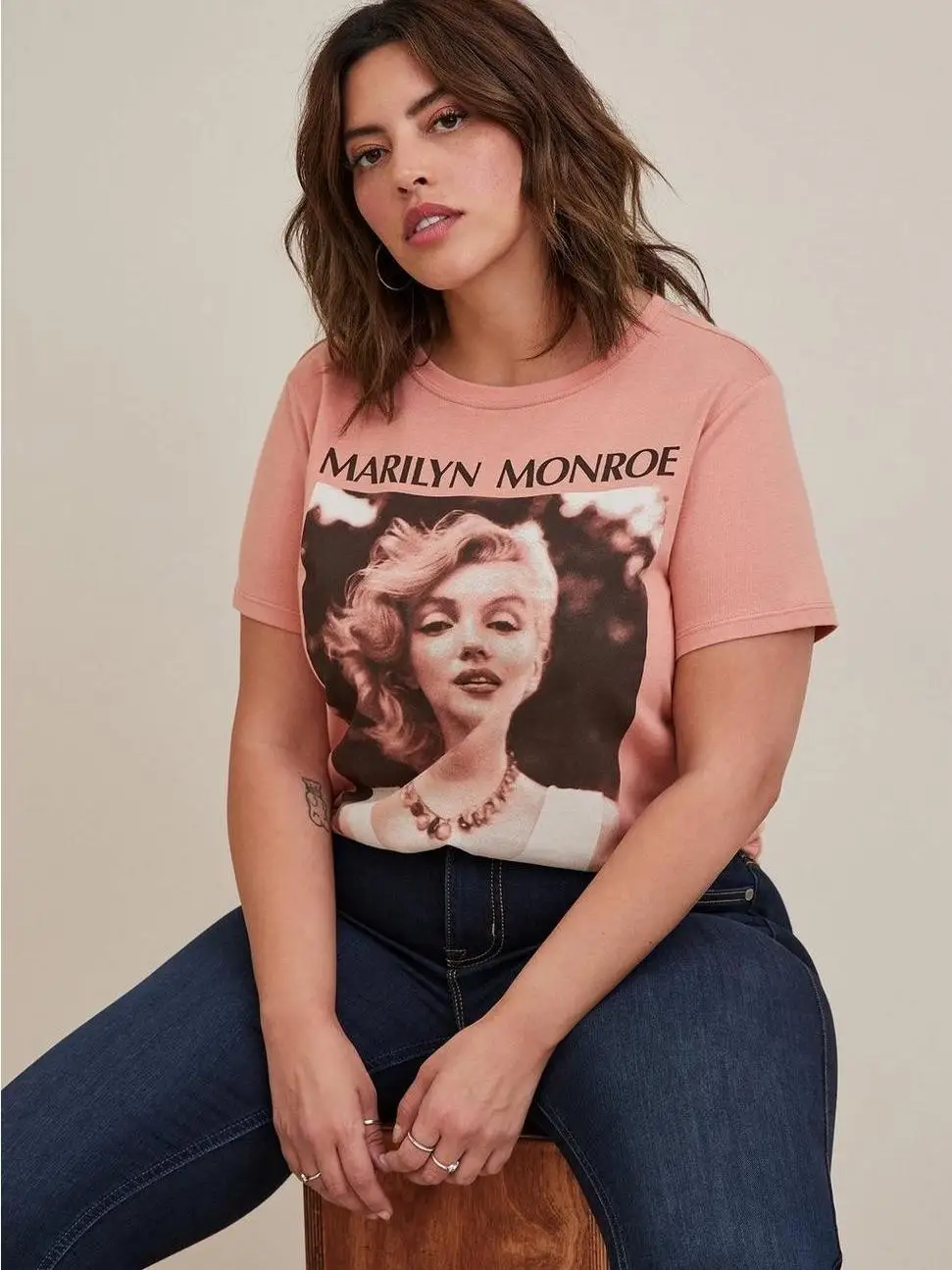 Плюс размер Богиня Монро с круглым вырезом Удобная хлопковая футболка короткими