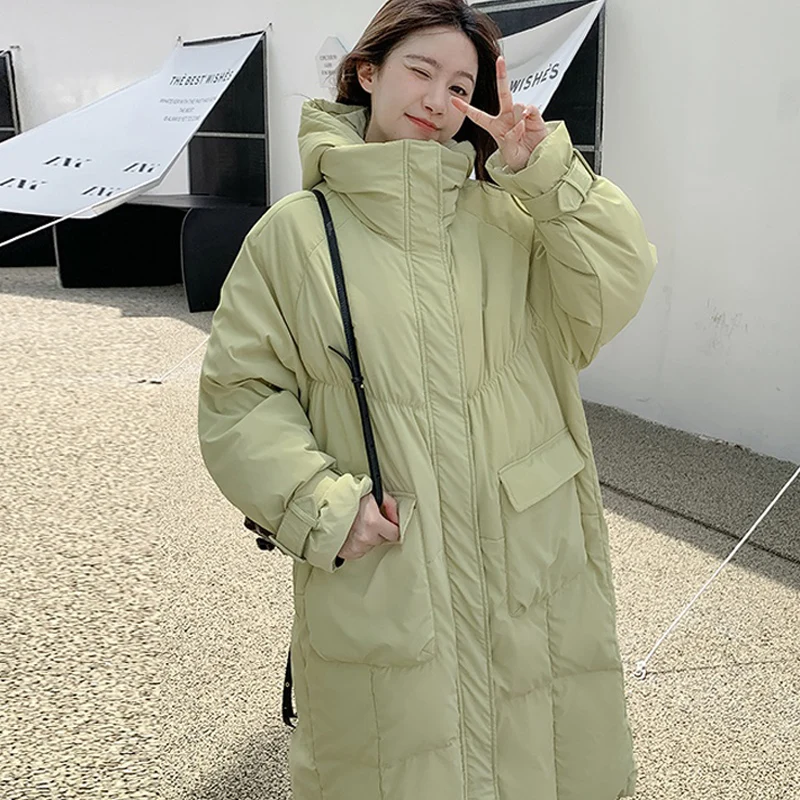 2022 mid-length jacket winter women's coat warm thickened hooded down cotton pie overcoat women's casual loose winter coat