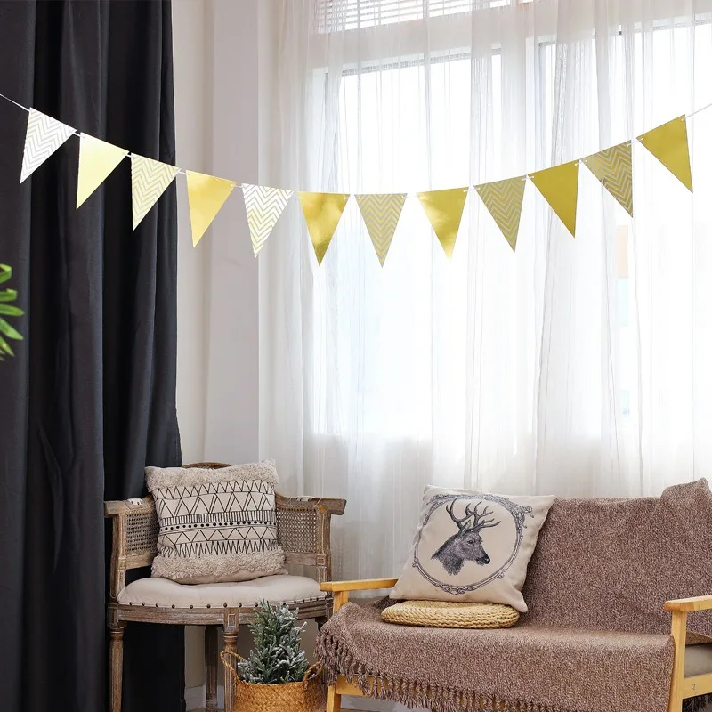 Горячий золотой волнистый вымпел макет дня рождения флаг баннер фестиваль