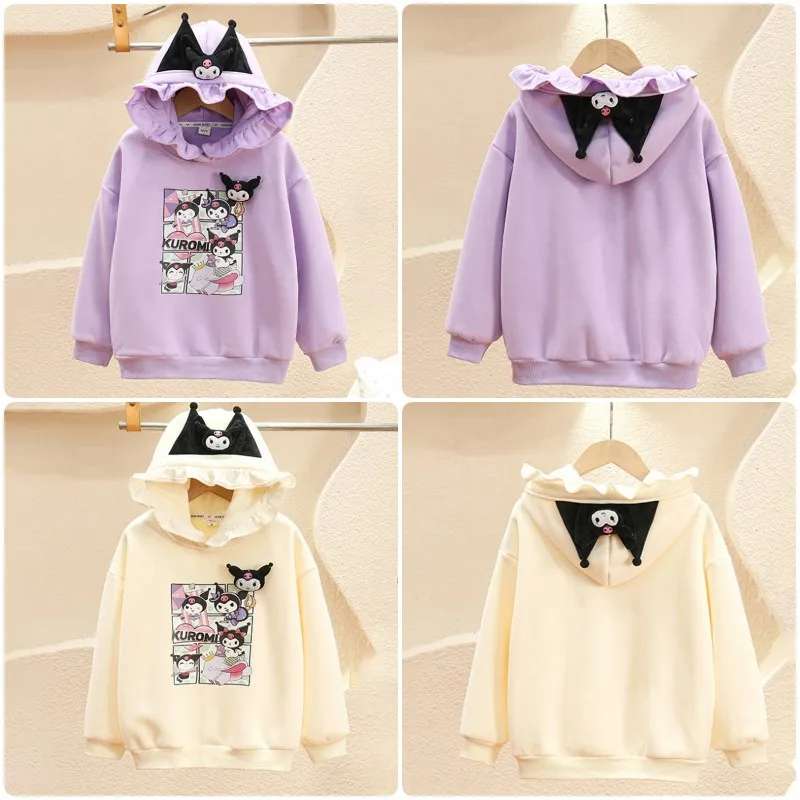 

Y2K Anime Sanrios Kids Pullover Fashion Casual Clothes Hoodies Kawaii Kuromi Girls' Winter Clothes Warm Tops Cute Christmas Gift
