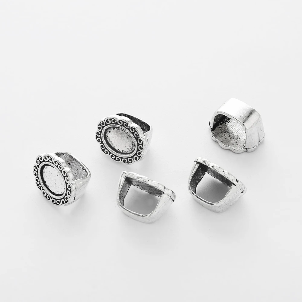 10 шт. тибетская серебряная овальная рама в форме цветка из цинкового сплава