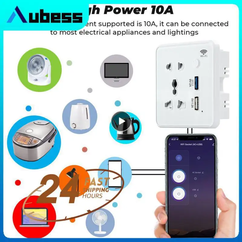 

Tuya Smart Quick Fast Charger 3.0 Usb Charging Timing Universal Socket 2 In 1 Wifi Dual Mode Us Eu Uk Plug 10a