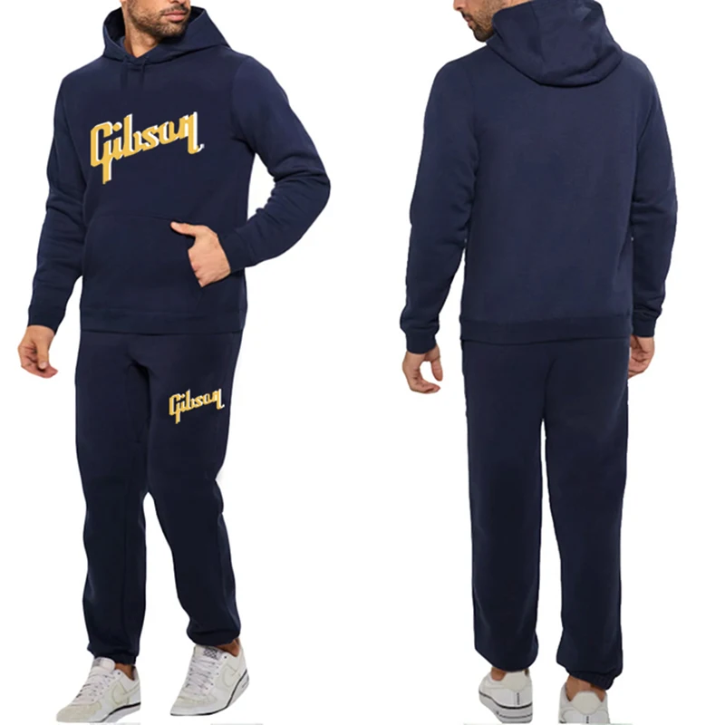 

Спортивный костюм мужской из 2 предметов, Повседневная Толстовка с капюшоном и штаны, уличная одежда, осень-зима