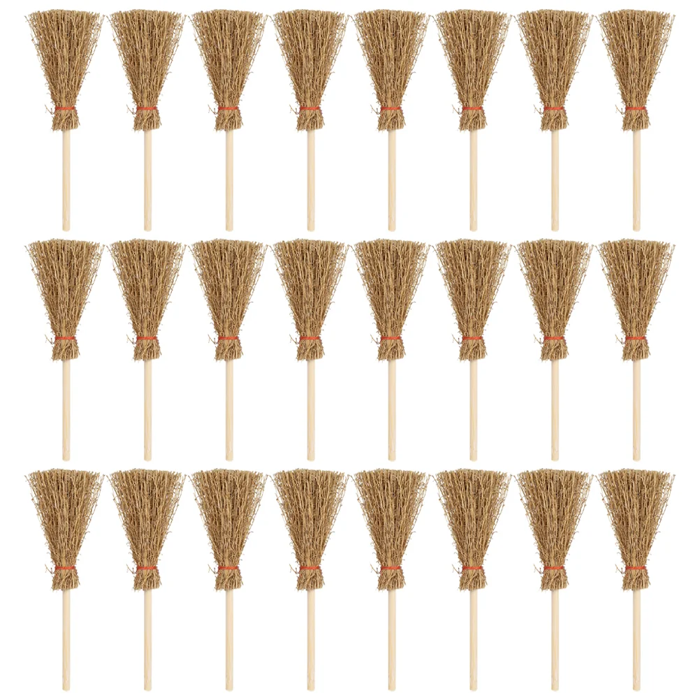 

25 Pcs Small Broom Home Cleaning Brooms Kids Decorations Miniature Tool Models Supplies Wood Pine Ornaments Child