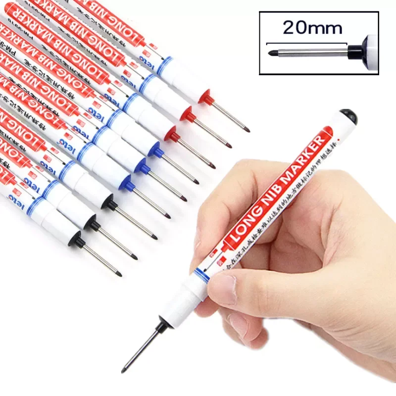 

Long Head Markers Bathroom Woodworking Decoration Pen Multifunction Deep Hole Marker Pens Red/Black/Blue Ink Pen Stationary