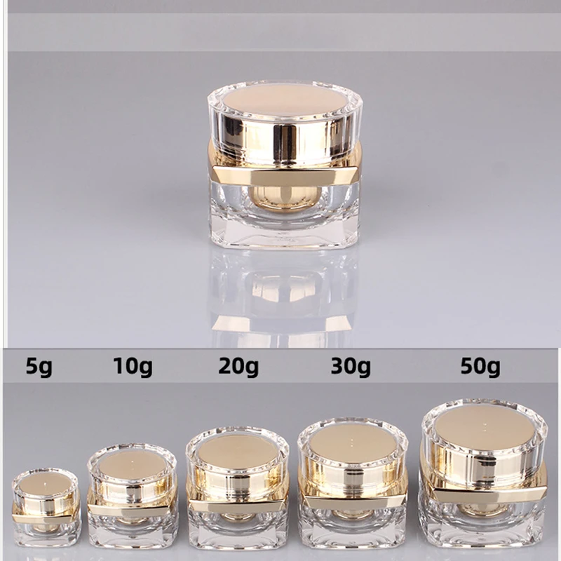 5g-50g Empty Eye Face Cream Jar Body Lotion Packaging Bottle Travel Acrylic Gold Container Cosmetic Makeup Emulsion Sub-bottle